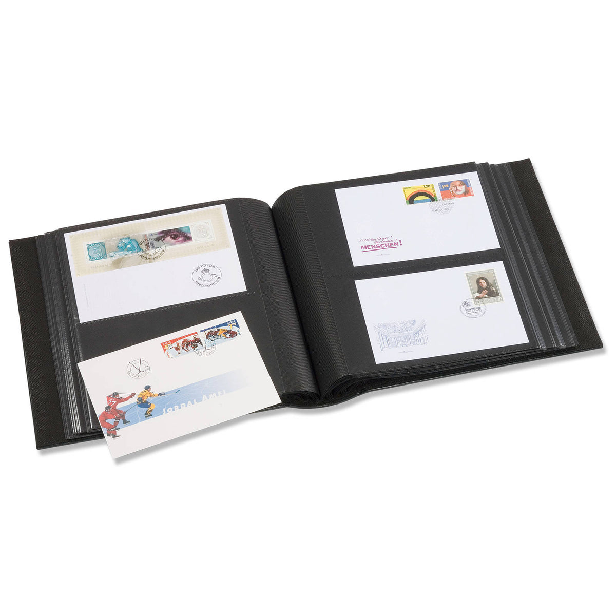 Album for 200 FDCs or letters in C6 format, includes Slipcase, red