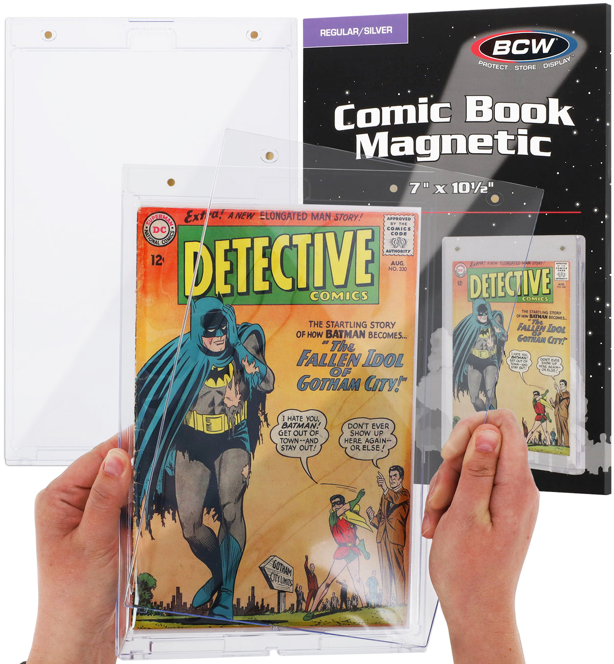 BCW Magnetic Comic Book Holder - Silver – front product view