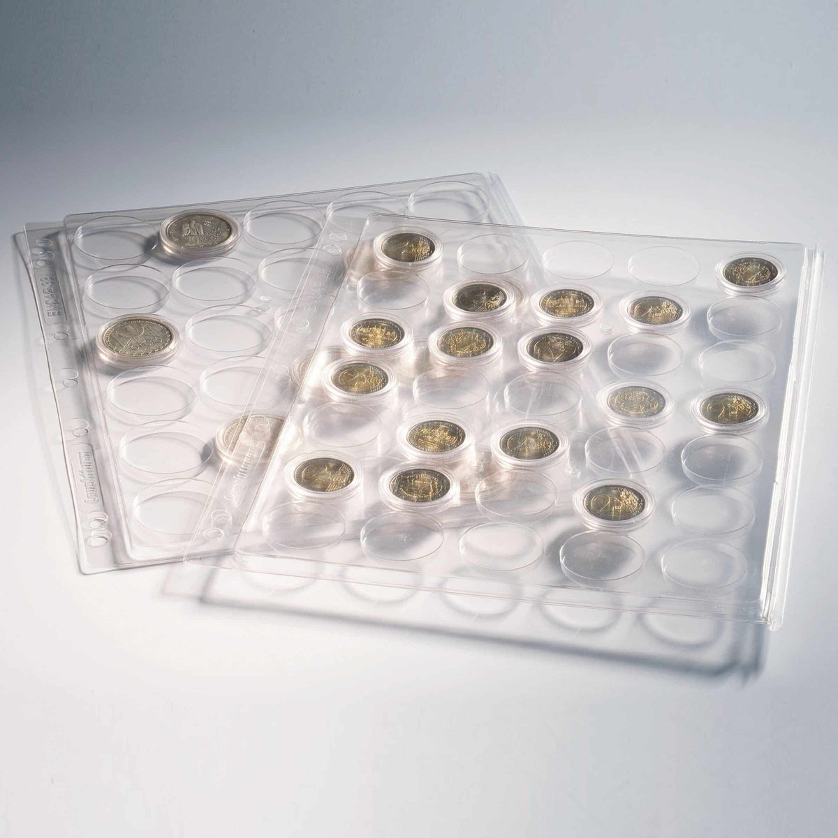 Plastic sheets ENCAP, clear pockets for 15 coins in capsules with a diameter between 46 and 47mm