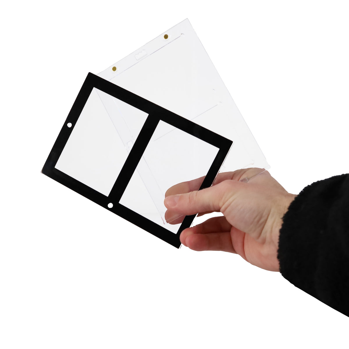 BCW Magnetic 2-Card Holder - 35pt. Black Border – in-use view