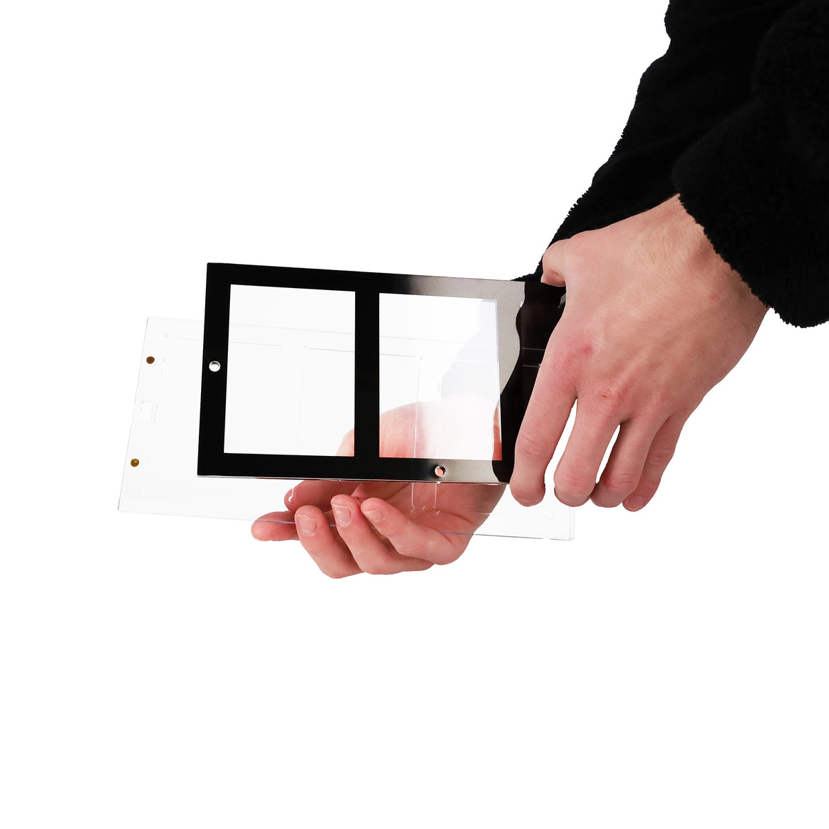 BCW Magnetic 3-Card Holder - 35pt. Black Border – in-use view