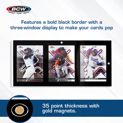 BCW Magnetic 3-Card Holder - 35pt. Black Border – dimensions and specifications