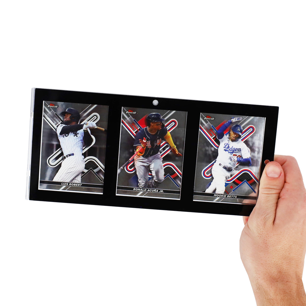 BCW Magnetic 3-Card Holder - 35pt. Black Border – in-use view