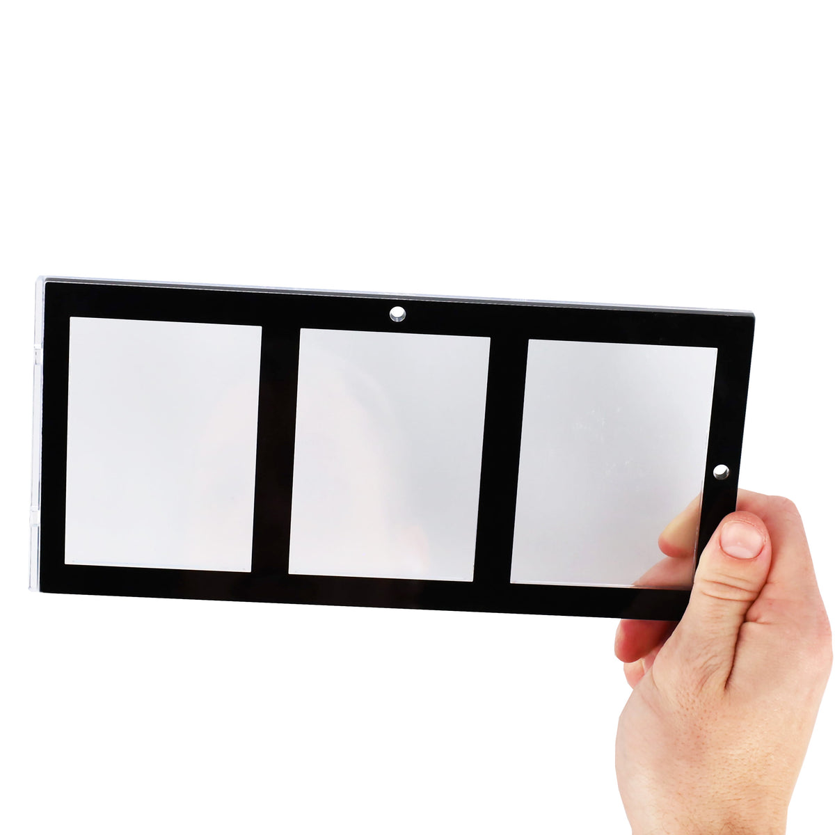 BCW Magnetic 3-Card Holder - 35pt. Black Border – in-use view