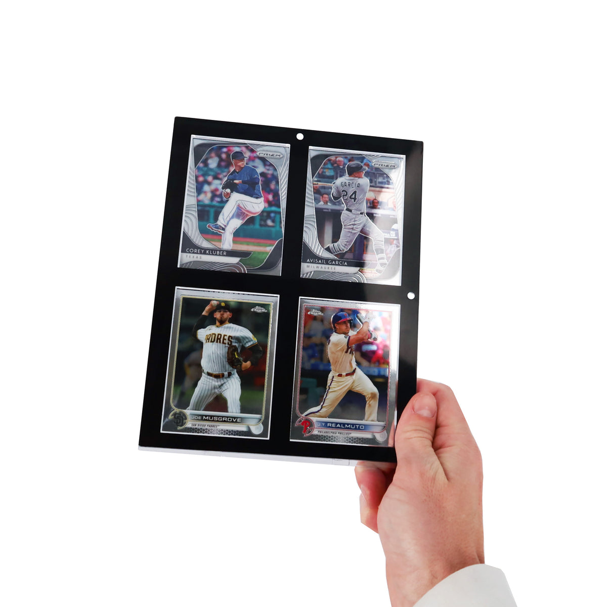 BCW Magnetic 4-Card Holder - 35pt. Black Border – in-use view