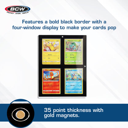 BCW Magnetic 4-Card Holder - 35pt. Black Border – dimensions and specifications