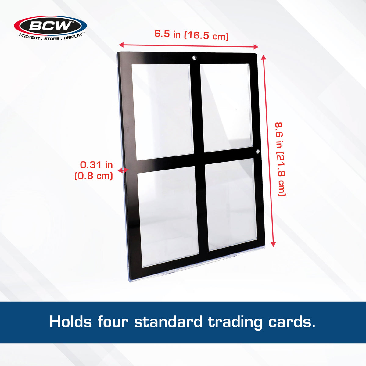 BCW Magnetic 4-Card Holder - 35pt. Black Border – dimensions and specifications