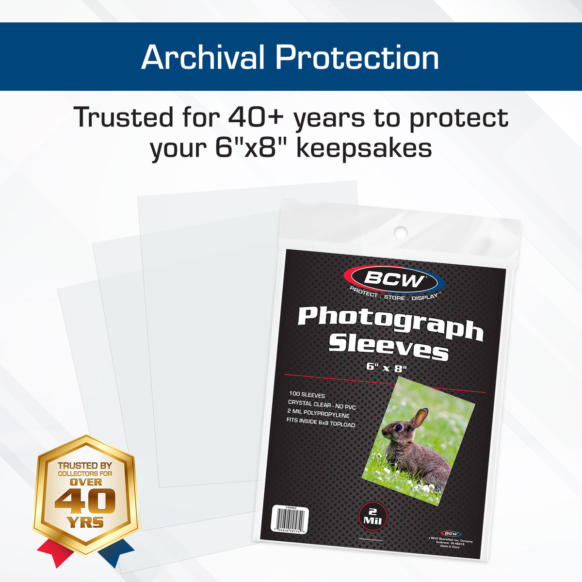 BCW 6 x 8 Photo Sleeves – dimensions and specifications
