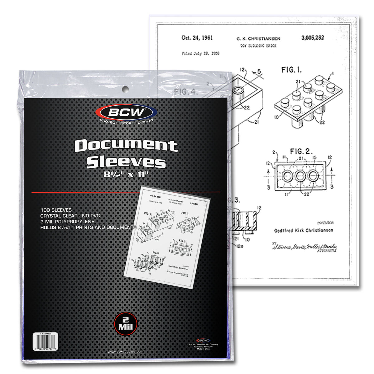 BCW 8.5 x 11 Document Sleeves – front product view