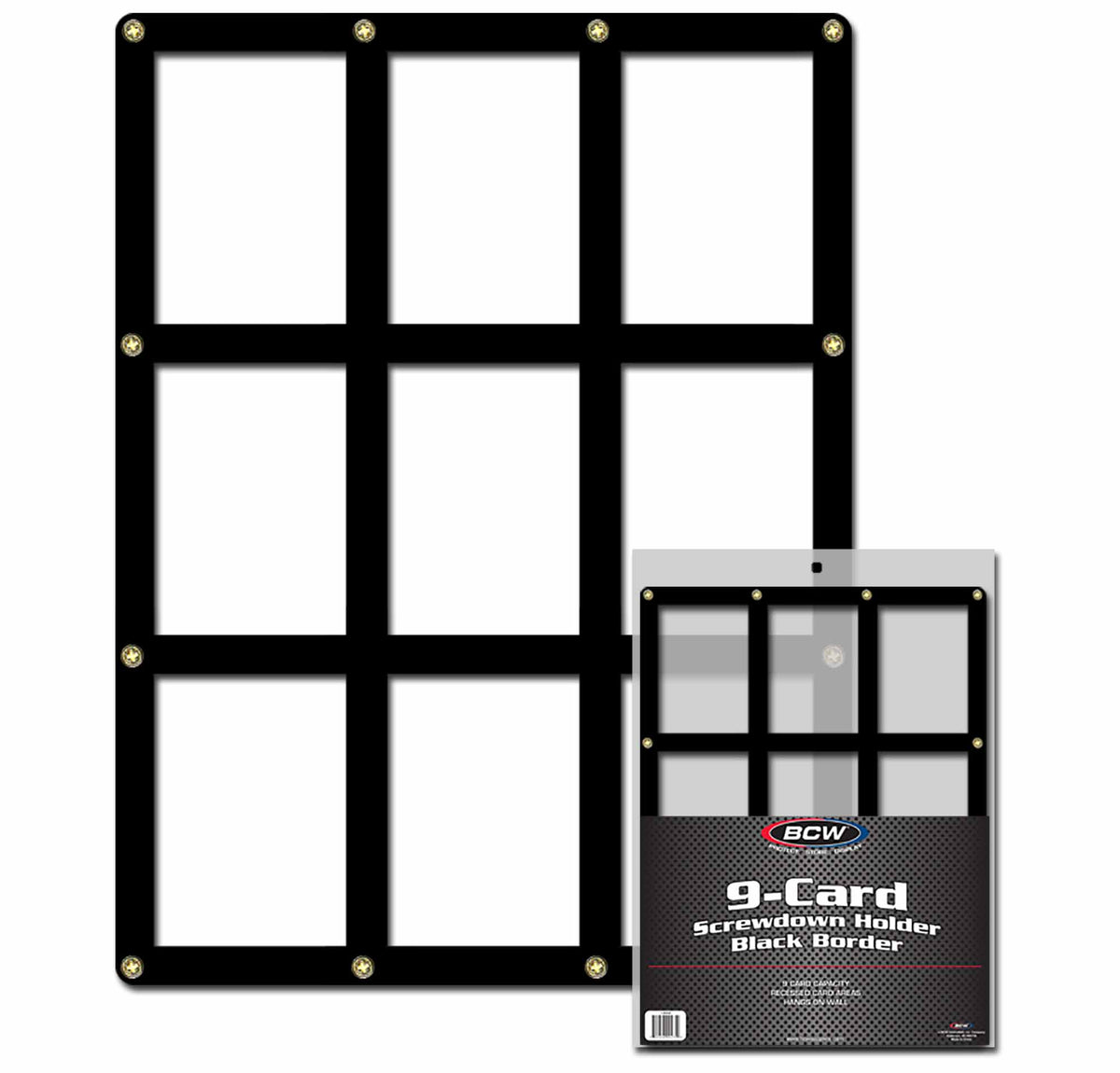 BCW 9 Card Screwdown Holder - Black Border – front product view