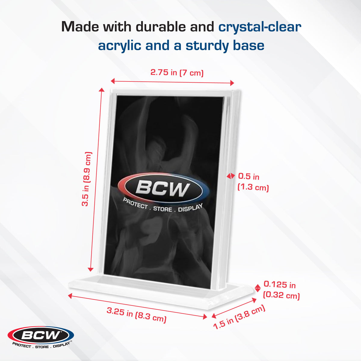 BCW Acrylic Card Stand - Vertical – dimensions and specifications