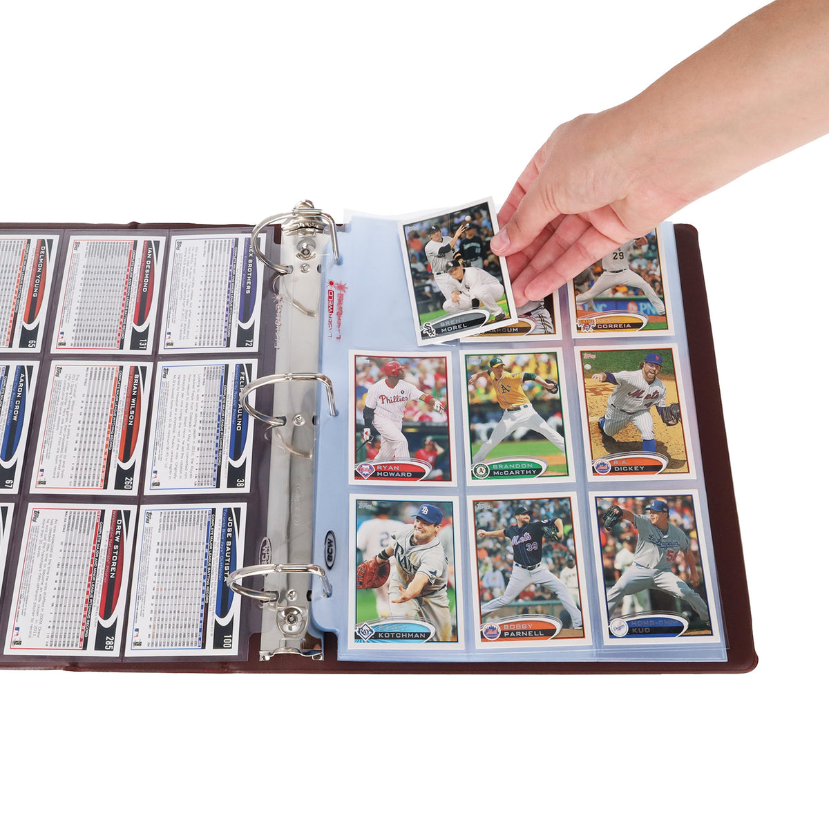 BCW 3 In. Album - Baseball - Burgundy – in-use view