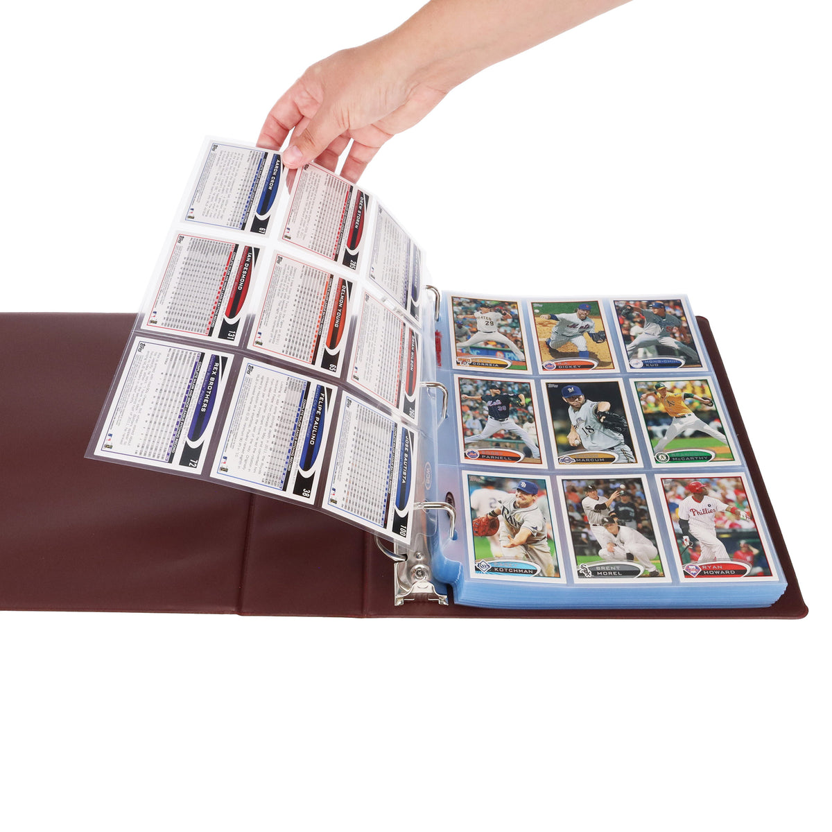 BCW 3 In. Album - Baseball - Burgundy – in-use view