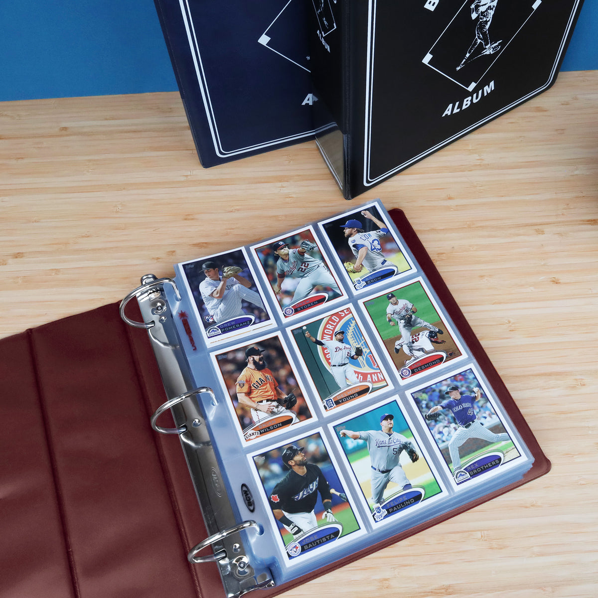 BCW 3 In. Album - Baseball - Burgundy – in-use view