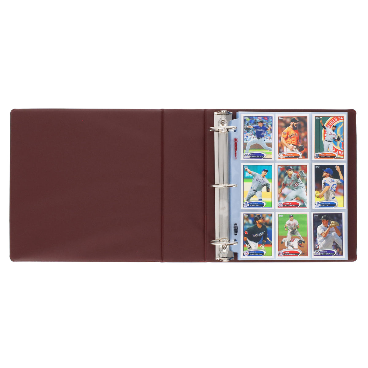 BCW 3 In. Album - Baseball - Burgundy – open view