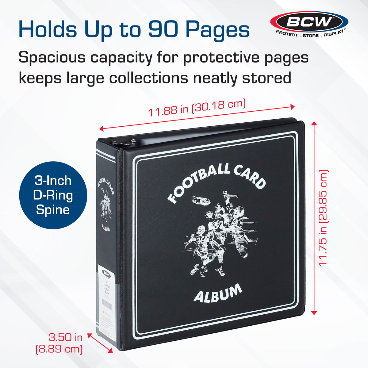 BCW 3 In. Album - Football - Black – dimensions and specifications