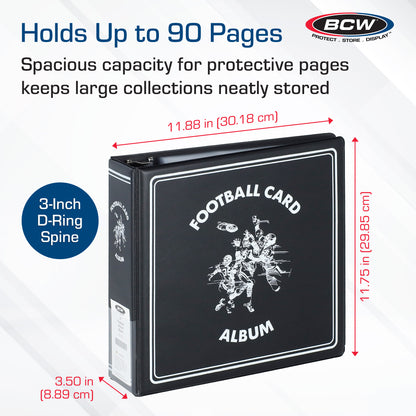 BCW 3 In. Album - Football - Black – dimensions and specifications