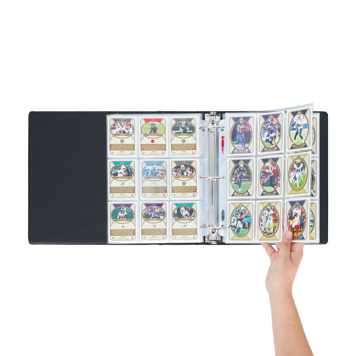 BCW 3 In. Album - Football - Black – in-use view