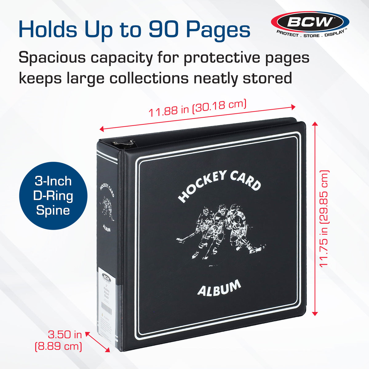 BCW 3 In. Album - Hockey - Black – dimensions and specifications