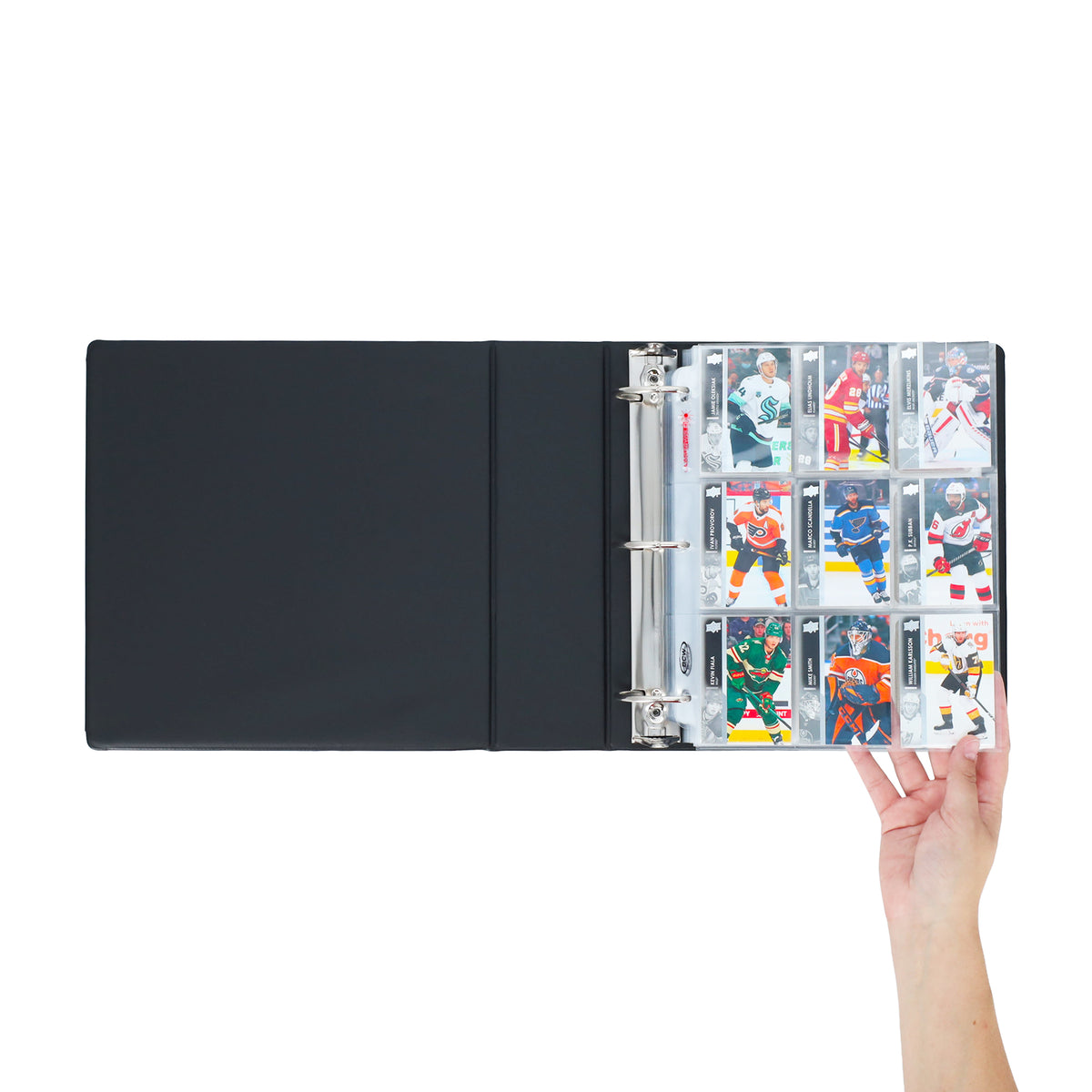 BCW 3 In. Album - Hockey - Black – in-use view