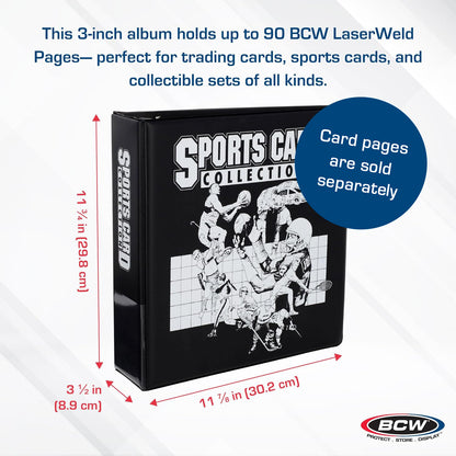 BCW 3 In. Album - Sports Card Collection - Black – dimensions and specifications