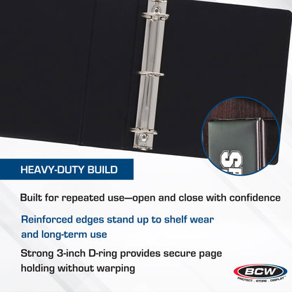 BCW 3 In. Album - Sports Card Collection - Black – dimensions and specifications