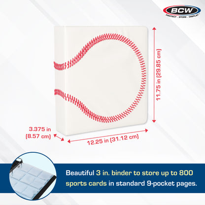 BCW 3 In. Album-Baseball Collectors-Premium White – dimensions and specifications