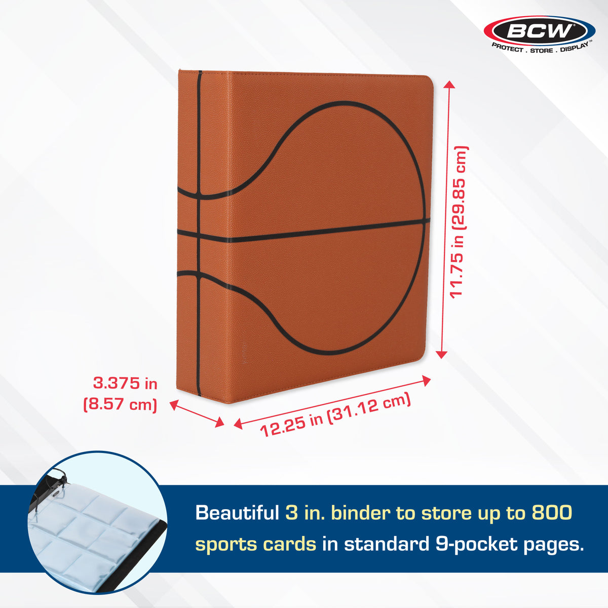 BCW 3 In. Album-Basketball Collectors-Premium Brown – dimensions and specifications