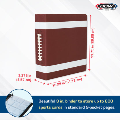 BCW 3 In. Album-Football Collectors - Premium Brown – dimensions and specifications