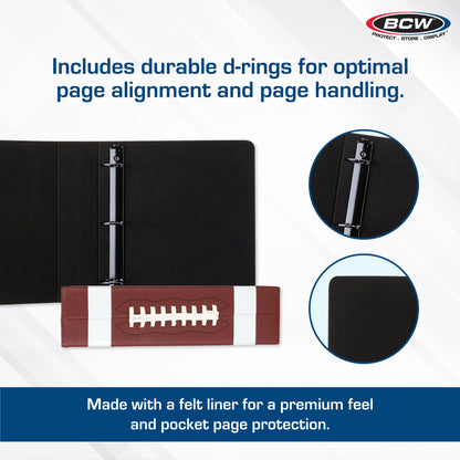BCW 3 In. Album-Football Collectors - Premium Brown – dimensions and specifications