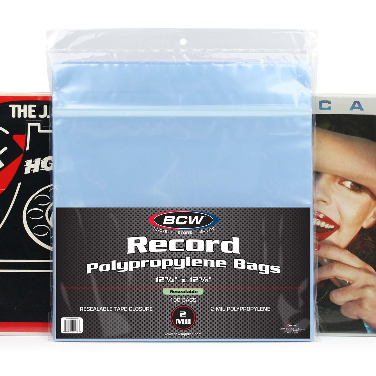 BCW Resealable 12-Inch Record Bags - 100 Pack – front product view