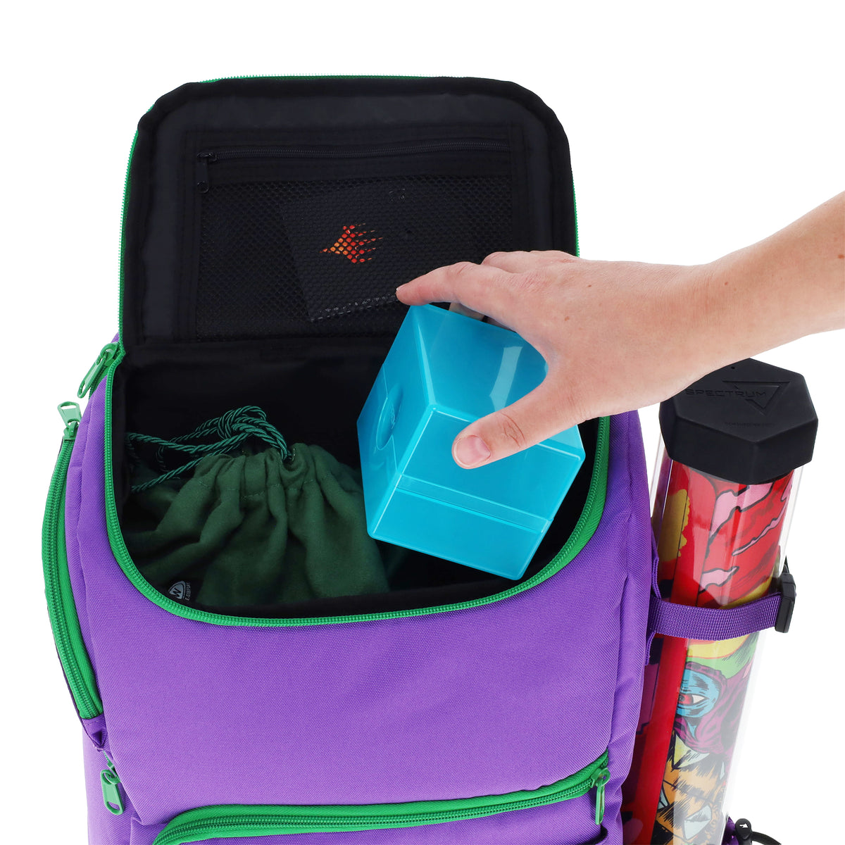 BCW Tcg Backpack - Gamma Purple – in-use view