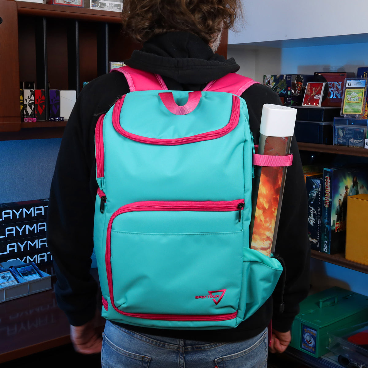 BCW Tcg Backpack - Cyber Pink/Teal – front product view