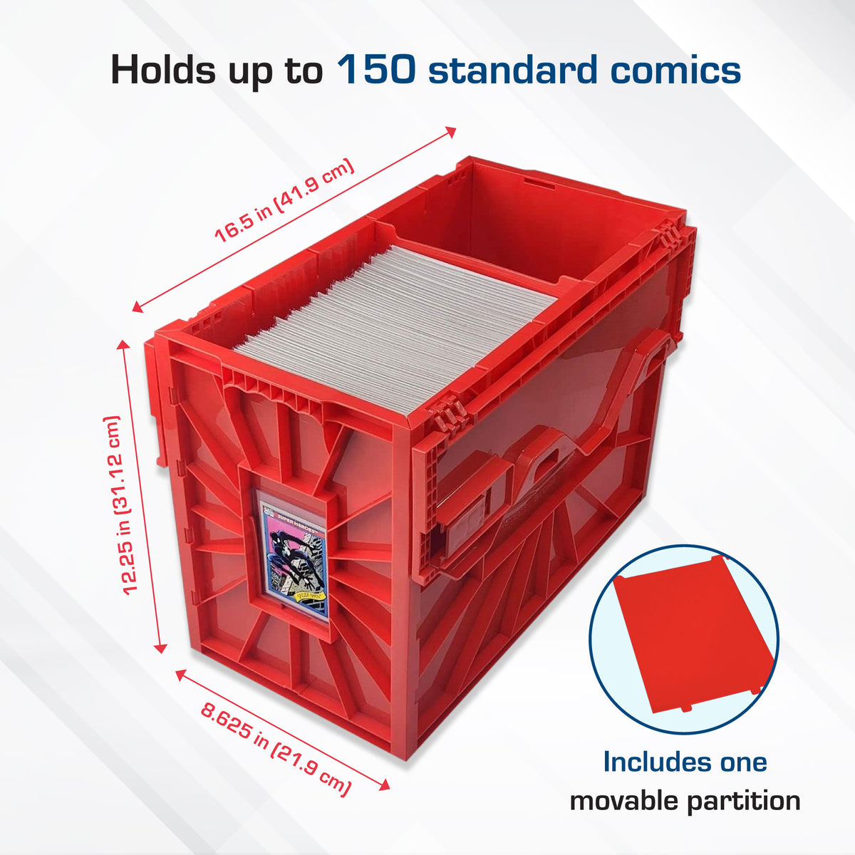 BCW Short Comic Book Bin - Red – dimensions and specifications