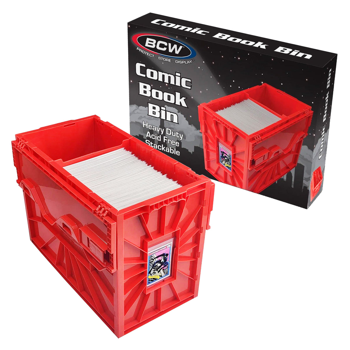 BCW Short Comic Book Bin - Red – front product view