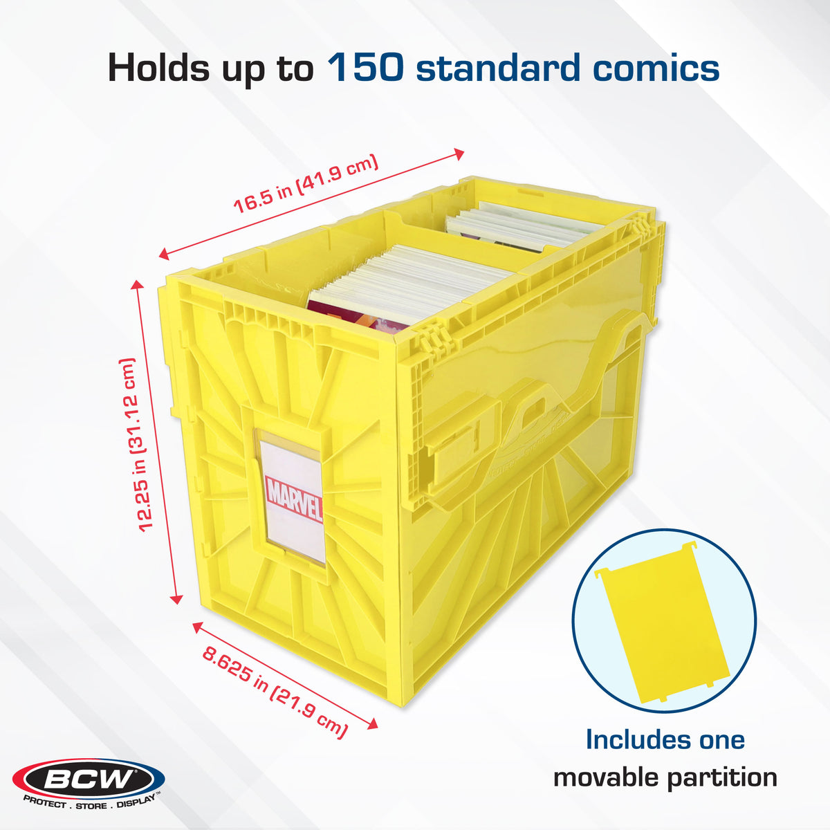 BCW Short Comic Book Bin - Yellow – dimensions and specifications
