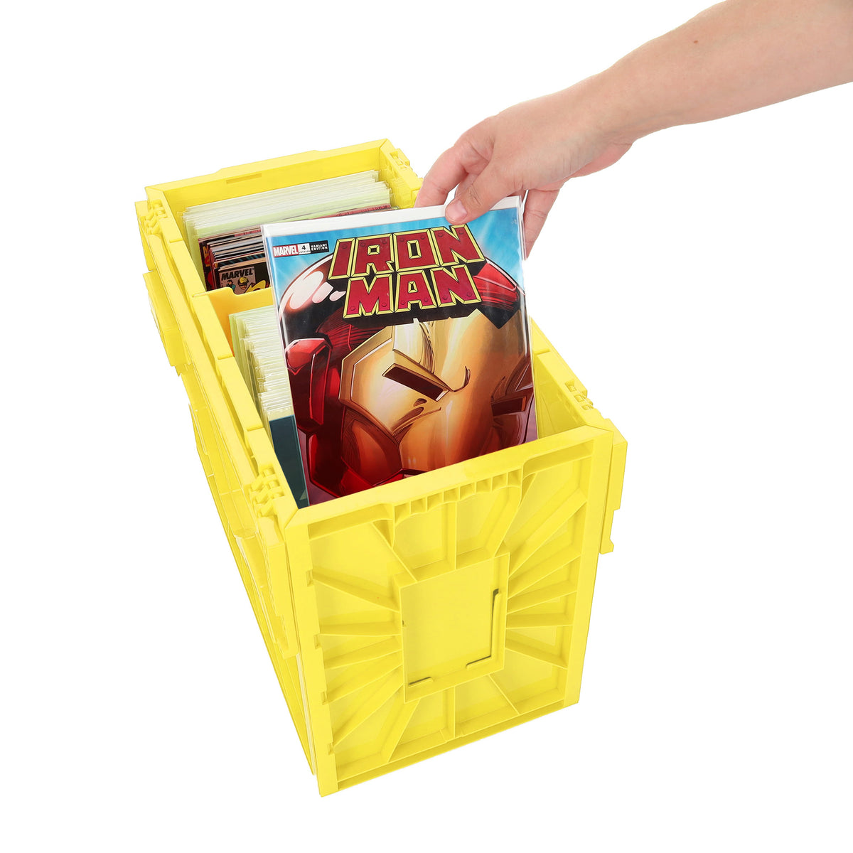 BCW Short Comic Book Bin - Yellow – in-use view