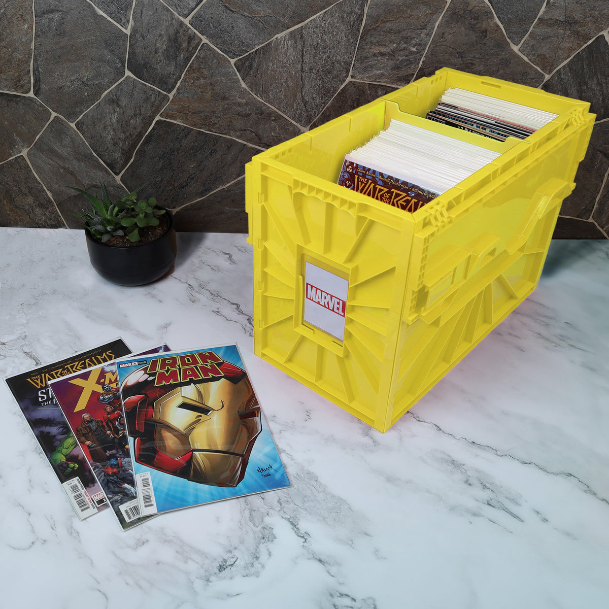 BCW Short Comic Book Bin - Yellow – front product view