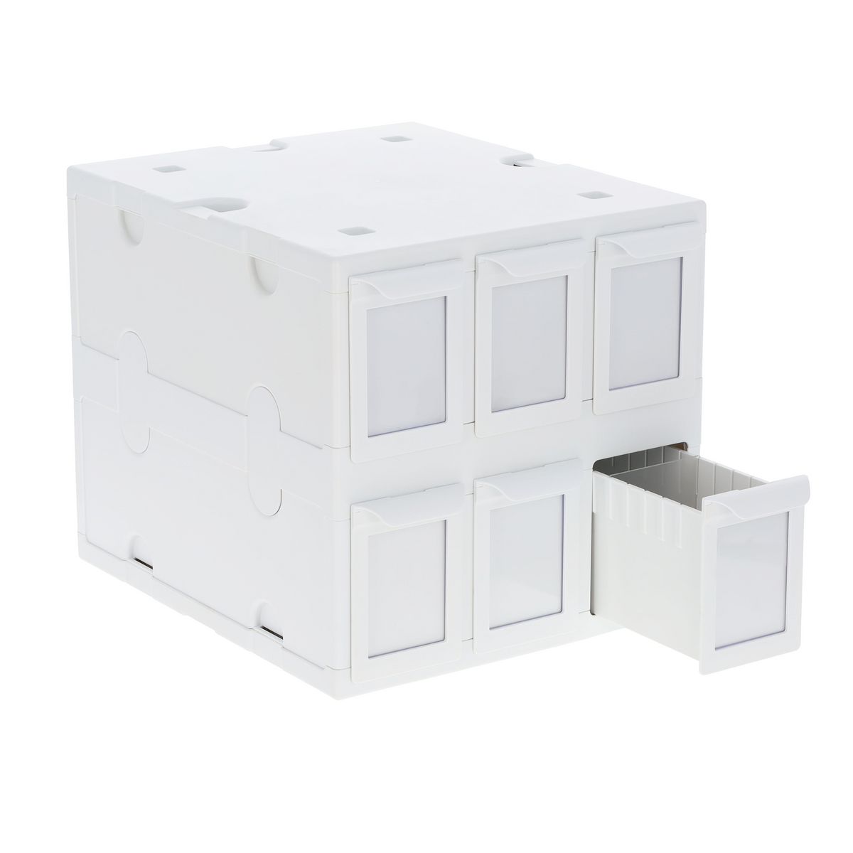 BCW 6 Drawer Card Catalog - White – angled view