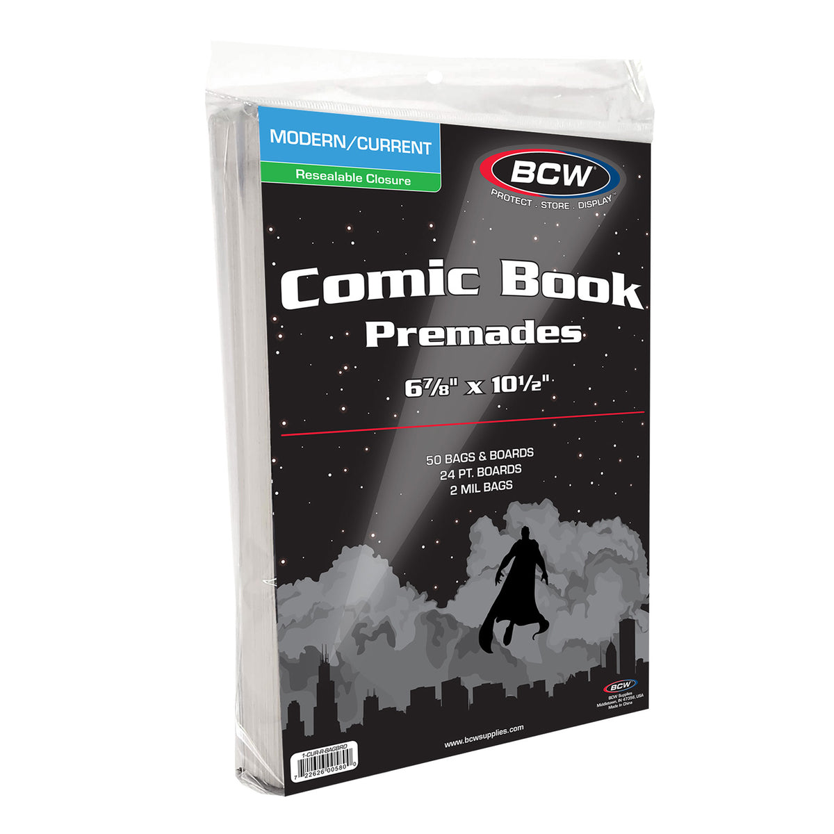 BCW Premade Resealable Current Comic Bag and Board – side view