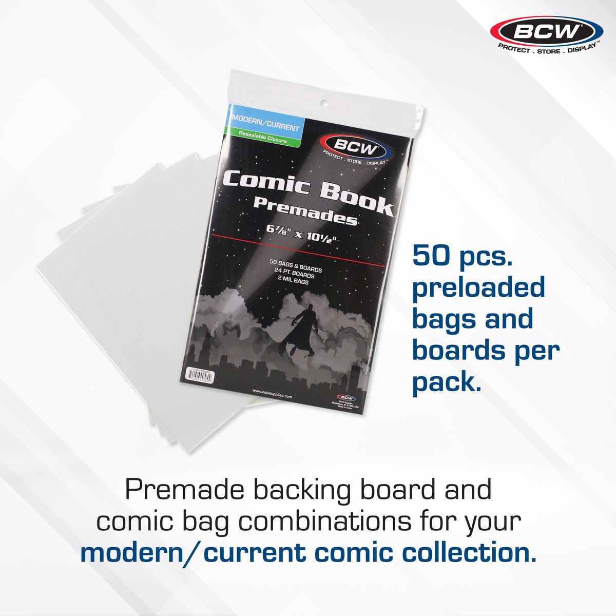 BCW Premade Resealable Current Comic Bag and Board – dimensions and specifications