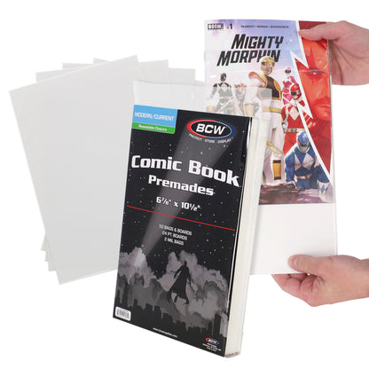 BCW Premade Resealable Current Comic Bag and Board – front product view