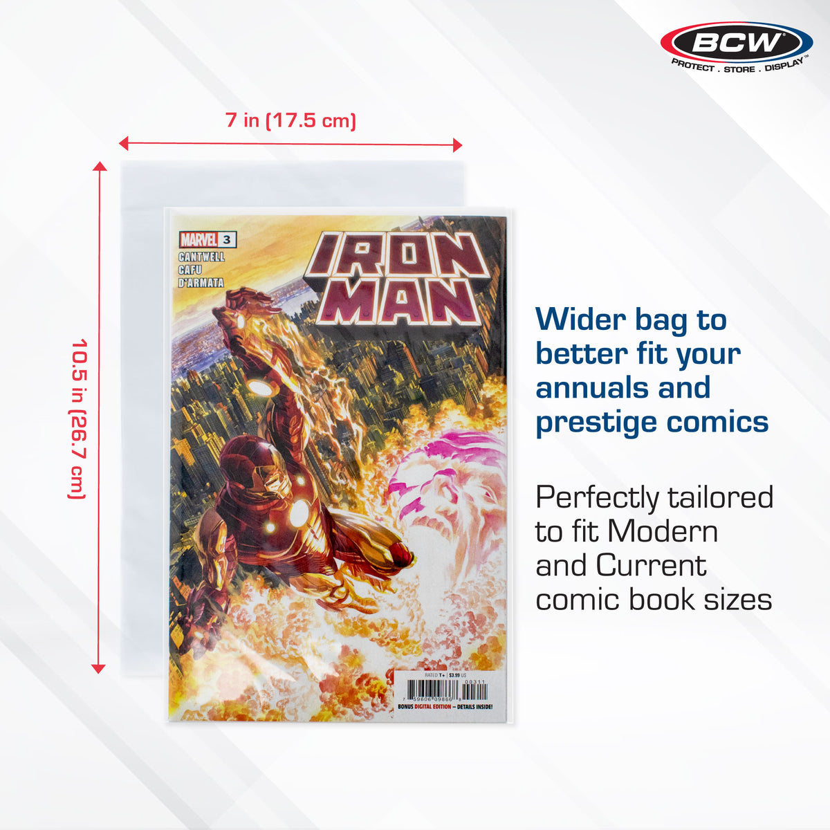 BCW Resealable Current/Modern Comic Bags - Thick – dimensions and specifications