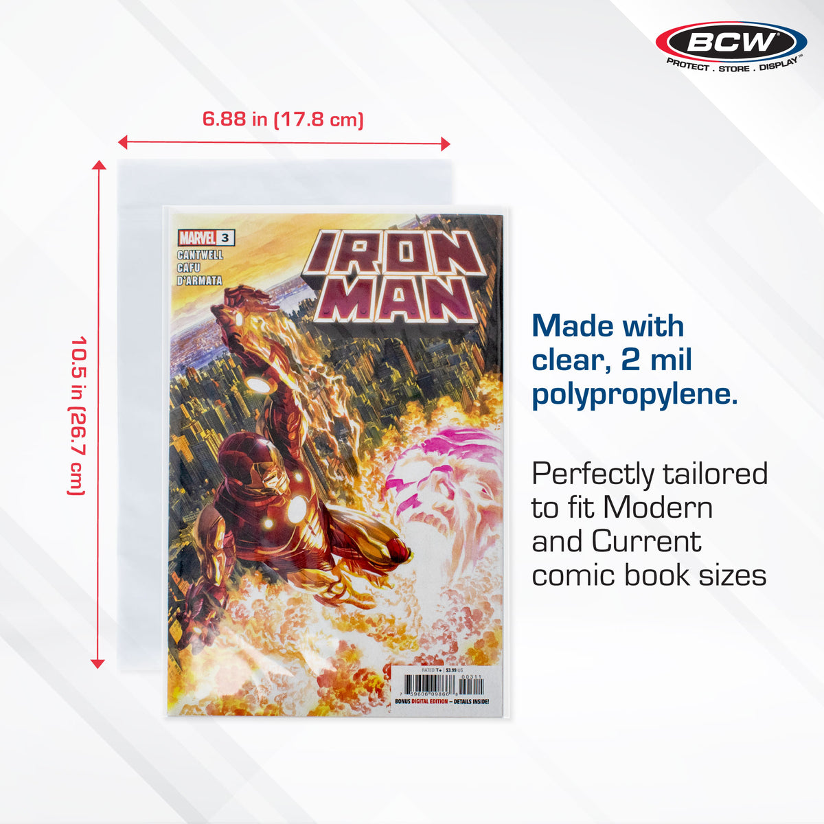 BCW Resealable Current/Modern Comic Bags – dimensions and specifications