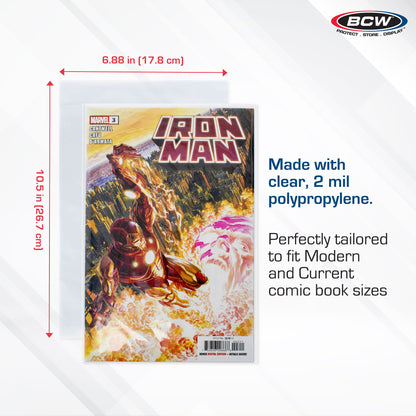 BCW Resealable Current/Modern Comic Bags – dimensions and specifications