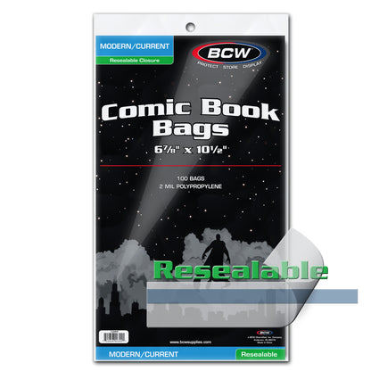BCW Resealable Current/Modern Comic Bags – front product view