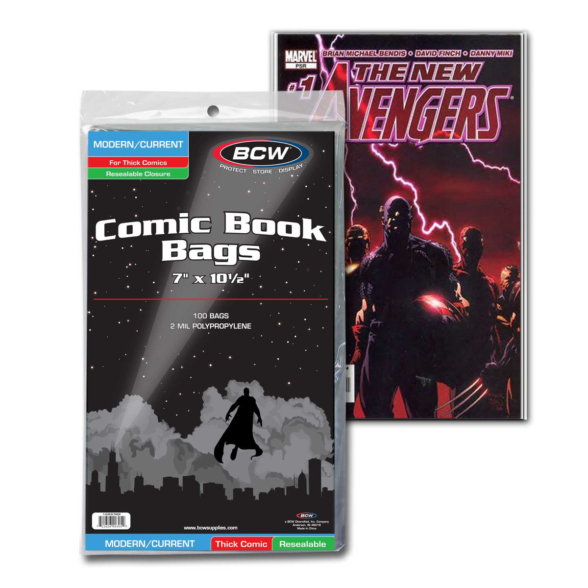 BCW Resealable Current/Modern Comic Bags - Thick – front product view