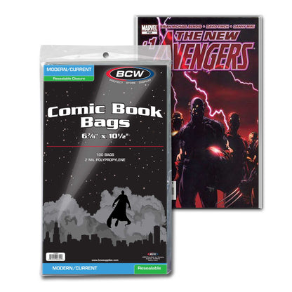BCW Resealable Current/Modern Comic Bags – front product view