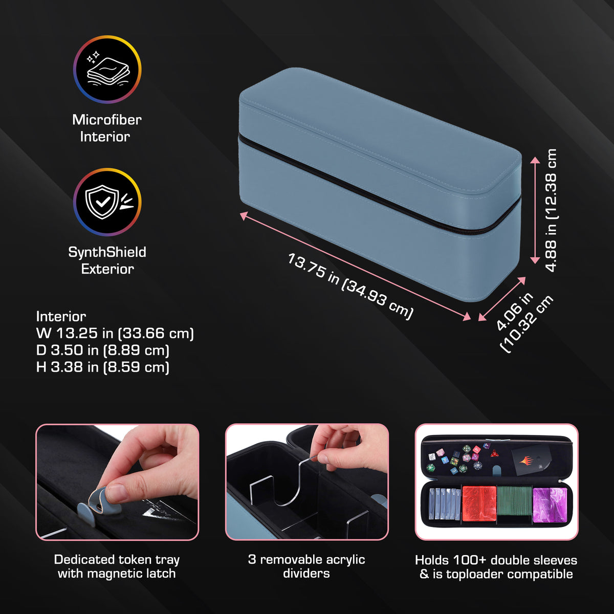 BCW Prism Deck Case - Array - Gray Blue – dimensions and specifications
