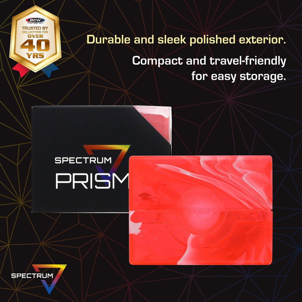 BCW Prism Deck Case - 50 Count - Carnelian Red – dimensions and specifications